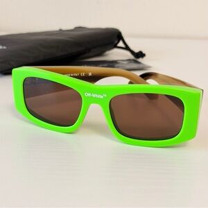 Off-White Neon Green Rectangular Sunglasses, Unisex, OERI039 5964, Authentic